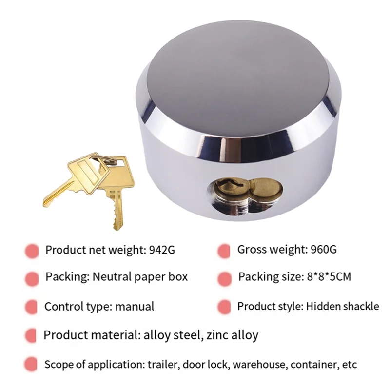 

Cp-3184 Shackle Padlocks Keyed Solid Steel With 2 Keys Hide Lock Body Security Lock For Universal