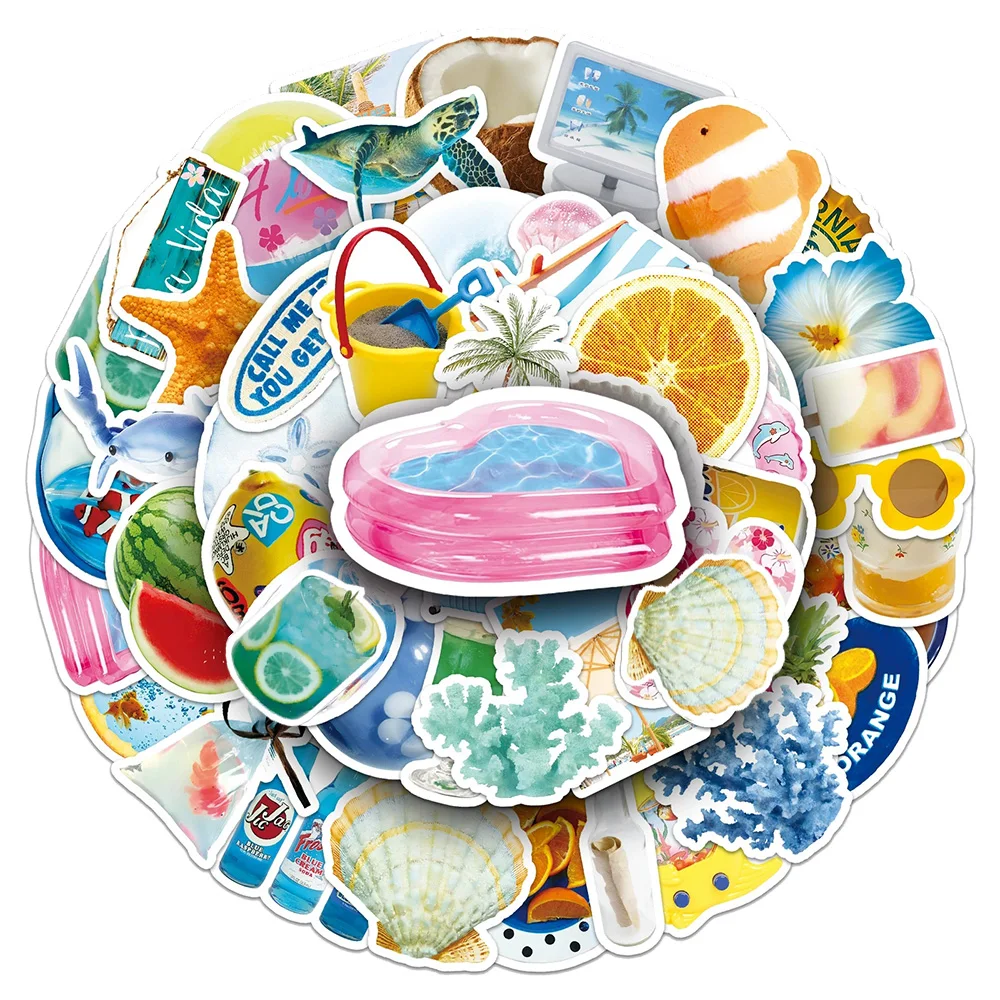 10/30/50 SZTUK Kreskówkowe Letnie Plażowe Naklejki Graffiti Estetyczne Kawaii Kalkomanie DIY Bagaż Laptop Wodoodporne Naklejki Dekoracyjne INS
