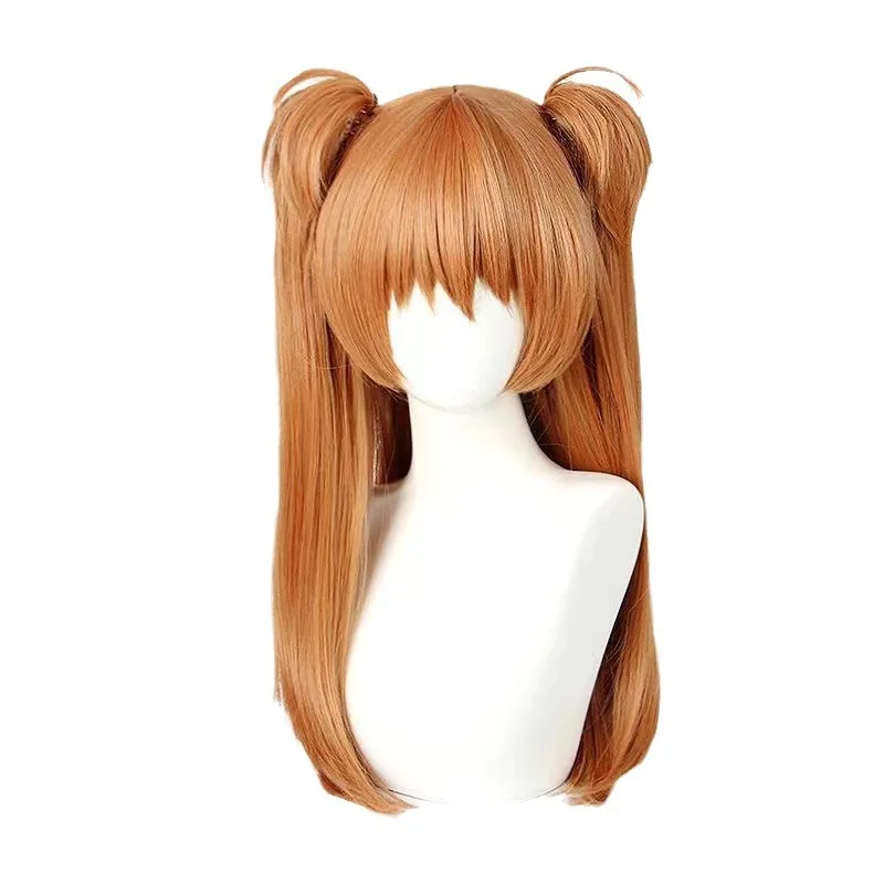 Peruka do cosplayu Anime EVA Asuka, pomarańczowe włosy, włókno wysokotemperaturowe, z czepkiem pod perukę, dla kobiet i dziewcząt.
