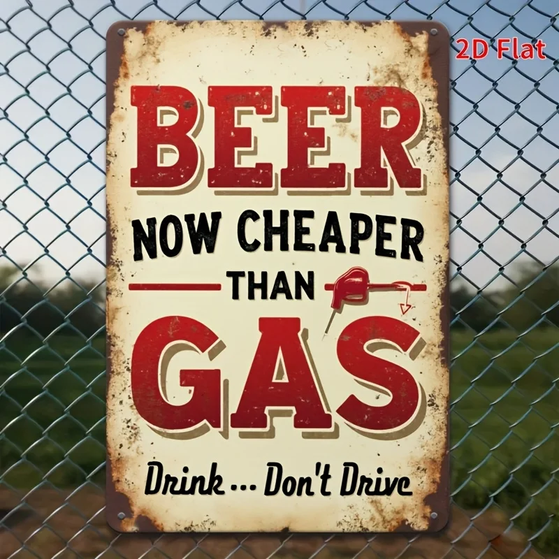CIFBUY Vintage Beer Is Cheaper Than Gas Aluminum Wall Art 8x8 Inch Waterproof Metal Sign for Home Bar Garage Decor