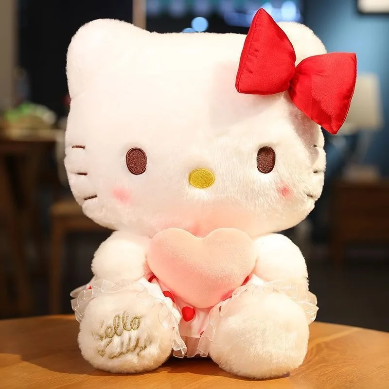 Sanrio Hello Kitty Stuffed Plush Toy Cartoon Anime Pink Heart Hugging Plush Doll Sleeping Pillow Giving Girlfriend Holiday Gift