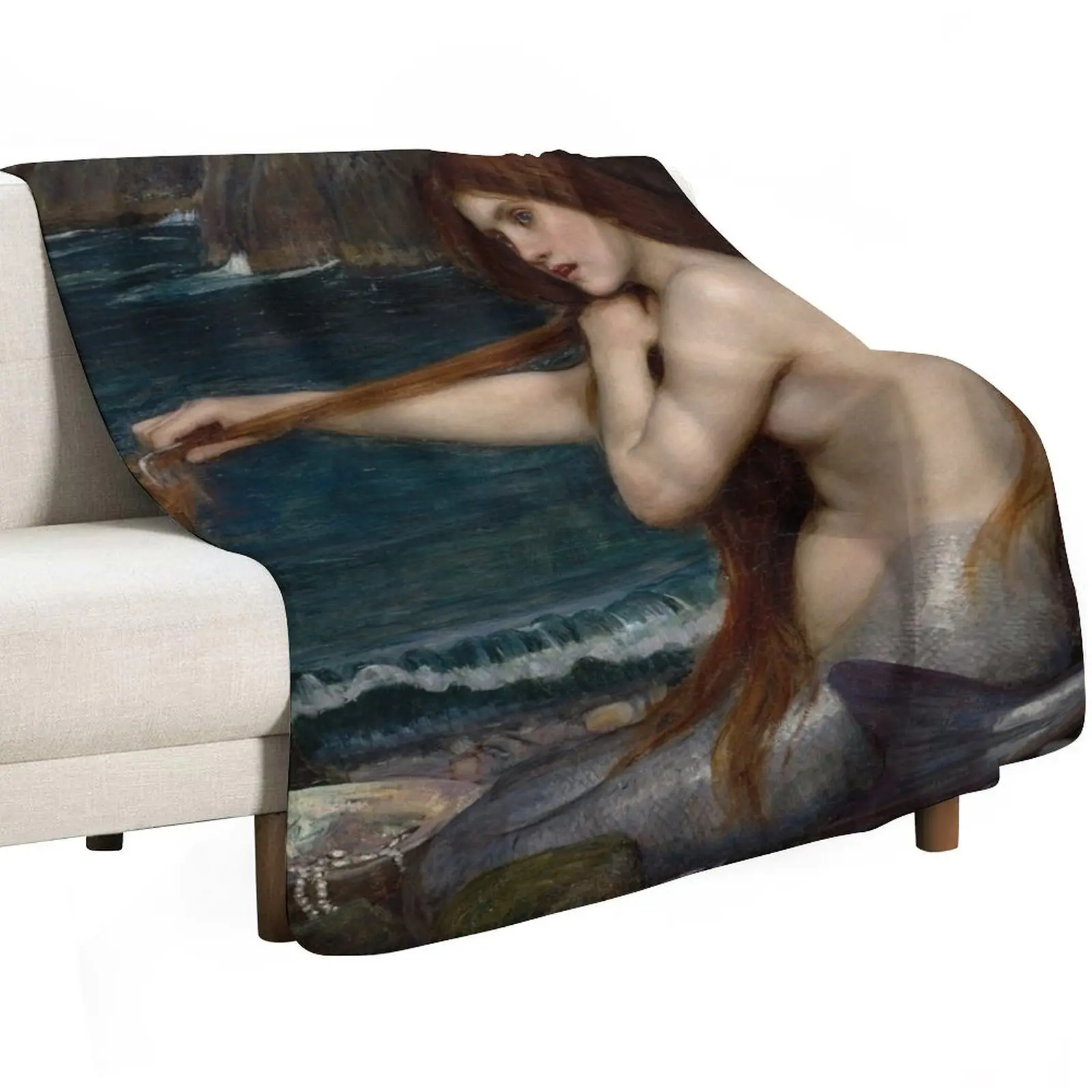 A Mermaid - John William Waterhouse Throw Blanket Stylish Warm Blanket for Living Room Bedroom