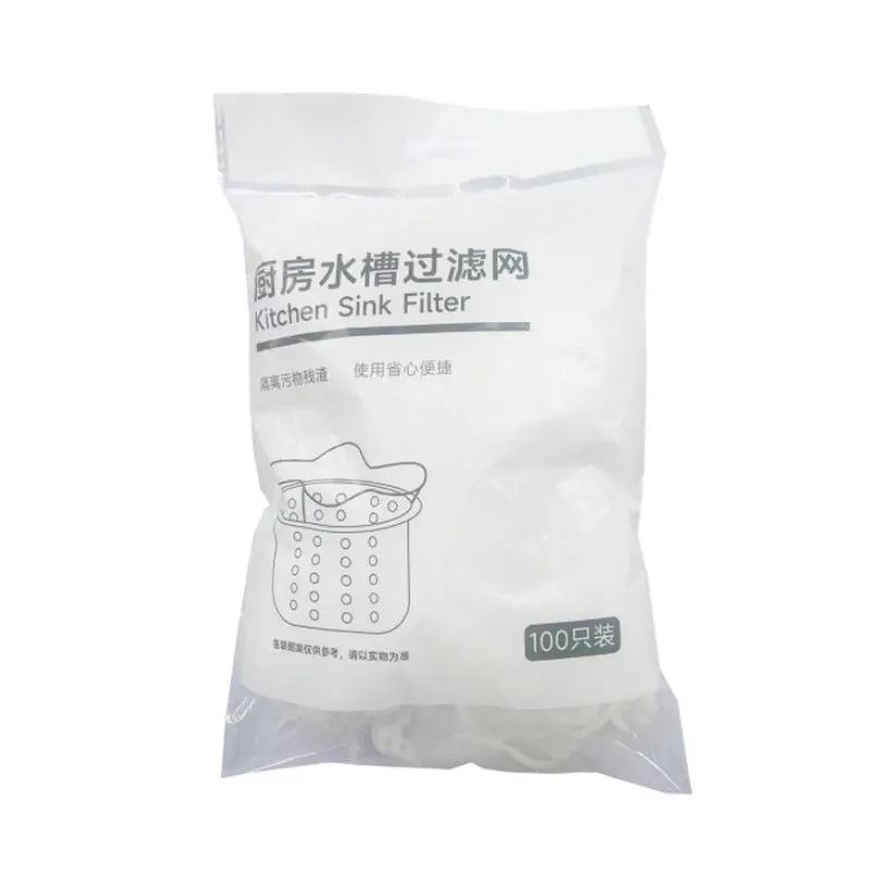 100pcs Disposable Kitchen Sink Filter Sewer Drain Anti-Clog Garbage Bag Pool Leak Mesh Bag Mesh Filter Sink Trash Net