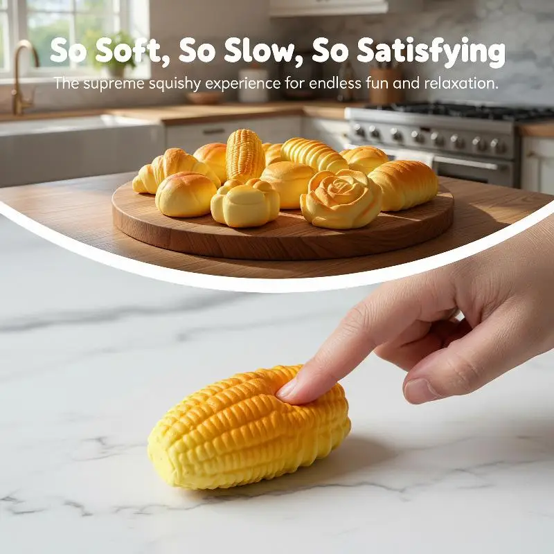 Cute Simulated Bread Stress Relieving Toy Soft Slow Rebound Squishy Toy for Kids Playtime Adult Work Break Relaxation