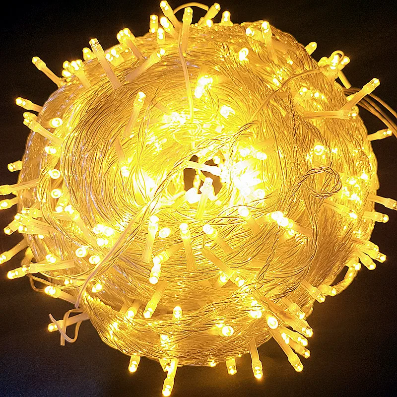 Outdoor LED String Light, Lâmpadas, Festão, Lâmpadas, EU Plug, 8 Modos de Iluminação, Festa, Feriado, Decoração de Natal, 10m, 20m, AC 220V