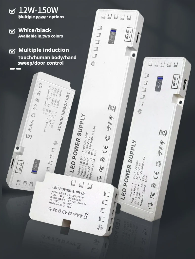 Ultradünnes DC12V 36W 60W 100W Netzteil AC110V 260V Transformator LED-Treiber für Schrankbeleuchtung – Detail 1