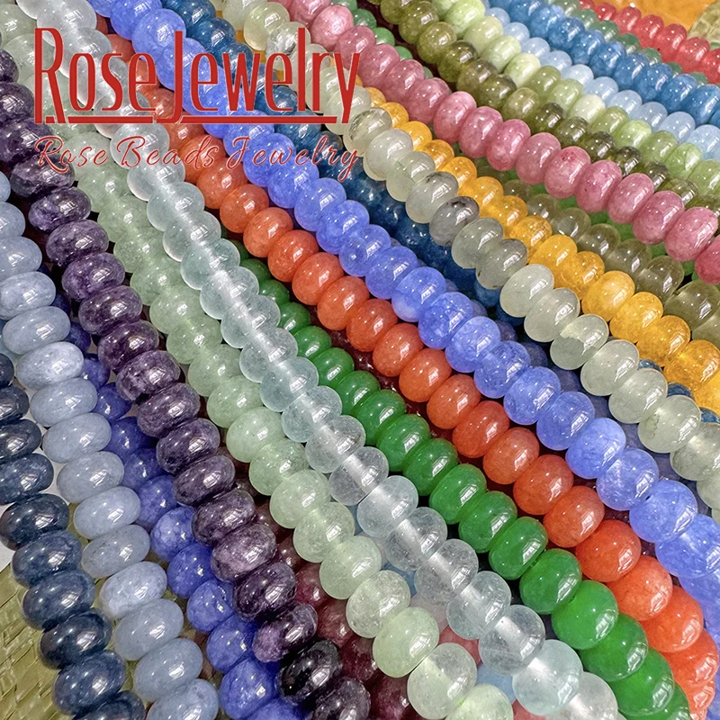 5x8mm Natural Stone Beads Colorful Jade Chalcedony Round Loose Rondelle Beads For Jewelry Making DIY Bracelets Accessories 15\'\'