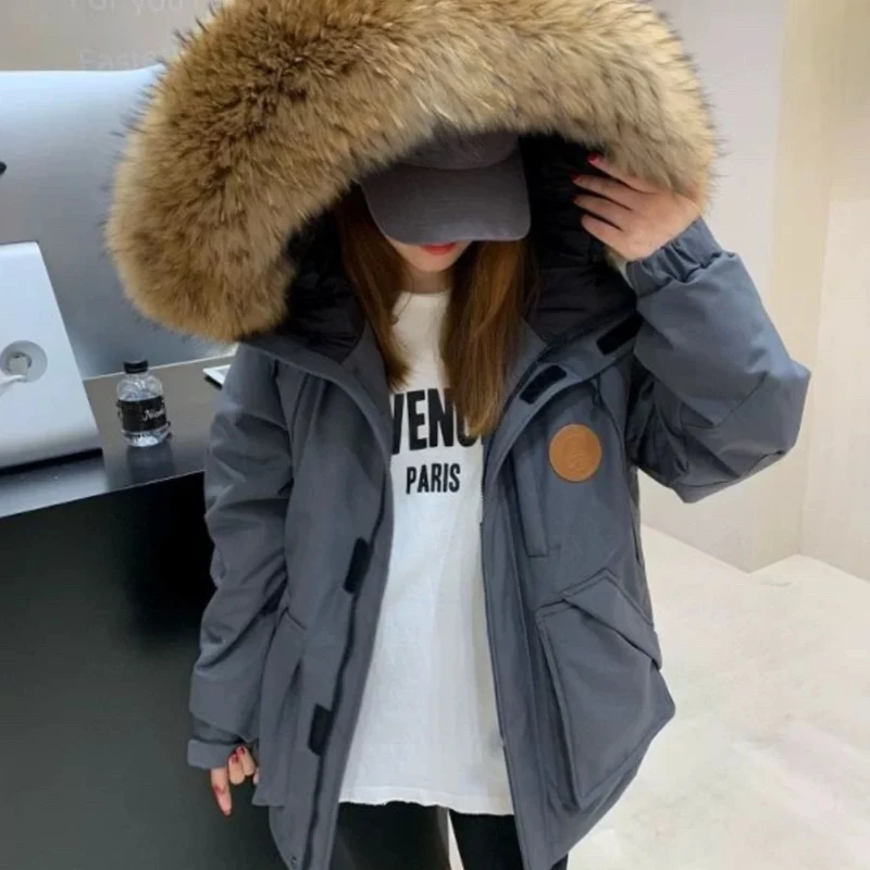 Women's Thick Warm Puffer Coats, Large Fur Collar, Casual Loose, Trendy Outdoor Short Down Jackets, Winter Outerwears, New