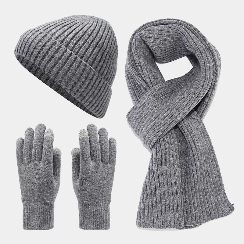 

Fashion Knitted Hat, Scarf, Glove, 3-piece Autumn Winter Imitation Cashmere Warmth Set Men and Women Clothing Accessories Gift