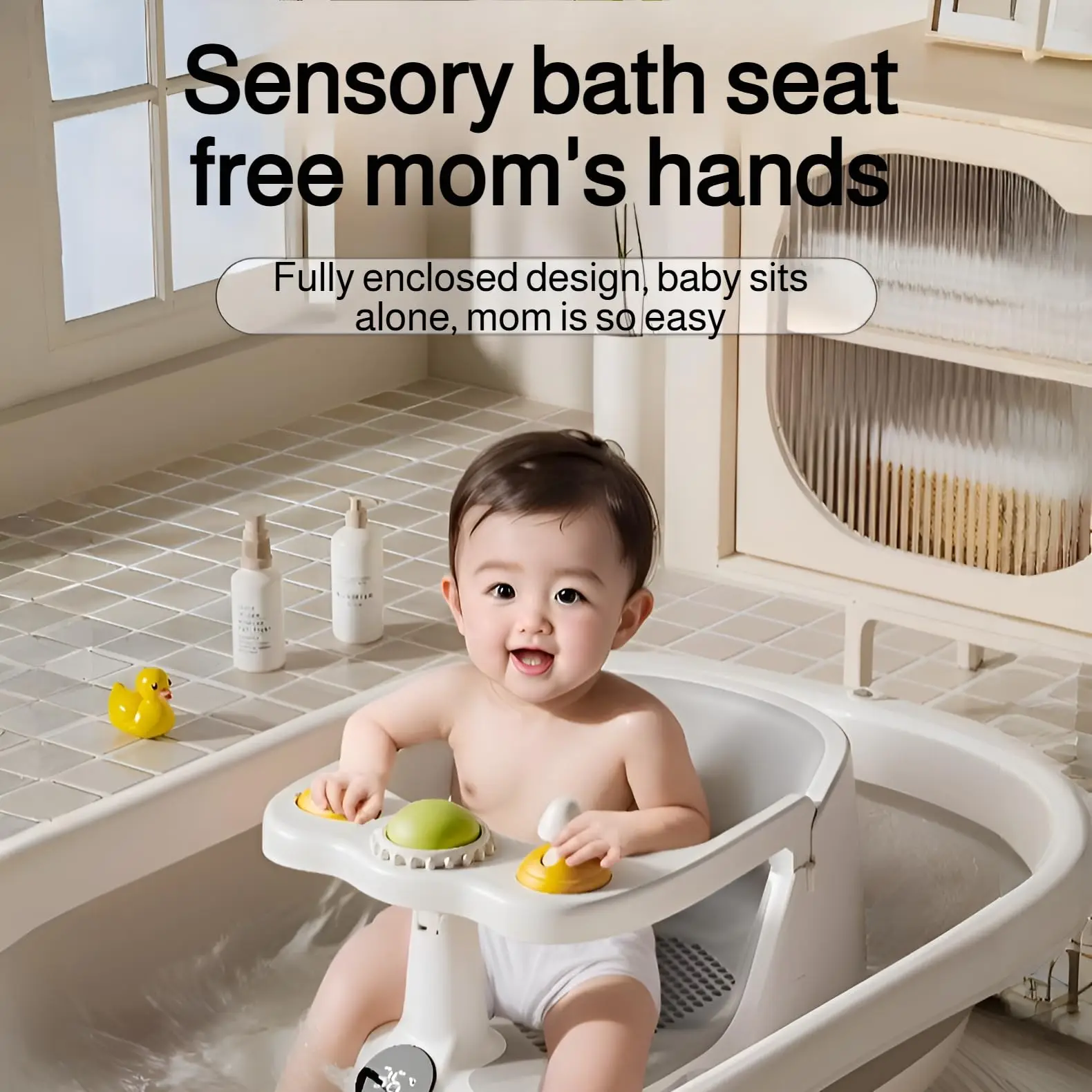 Baby Bath Chair Anti-Slip PVC Bathtub with Secure Suction Toddler Shower 6M+ Multifunctional Bathing Aid for Families