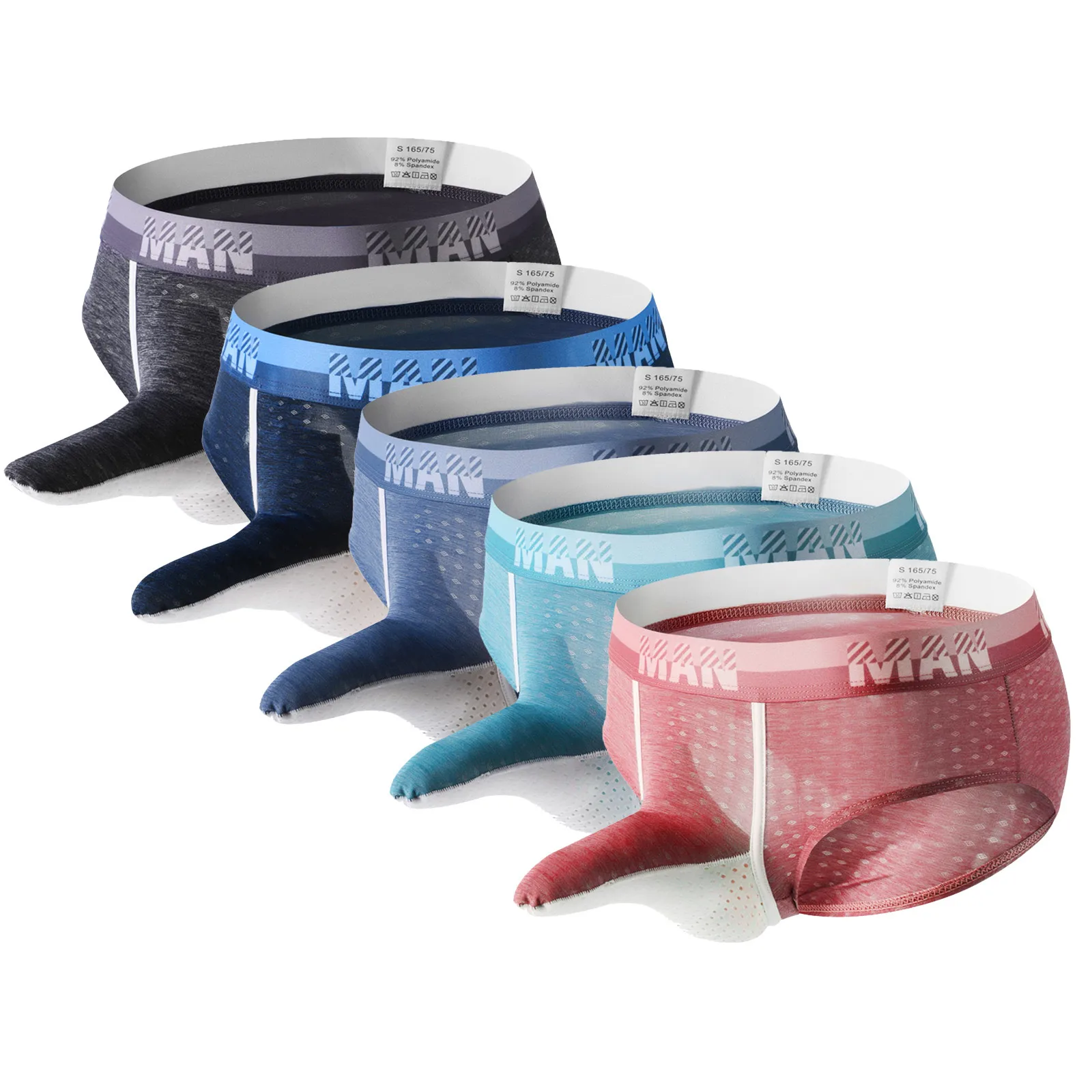 

Mens Hands Briefs Male Casual Elephant Trunk Breathable Briefs Ice Silk Fabric Solid Mesh Mens Underwear Sports Briefs