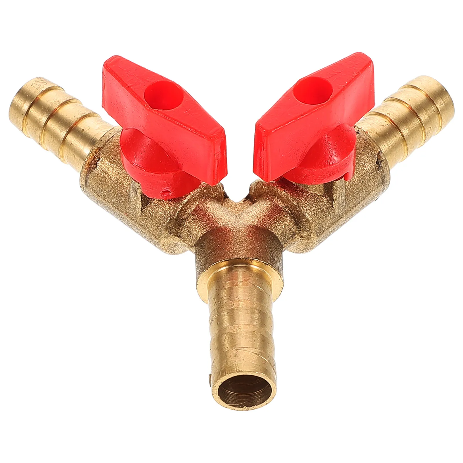 Copper Y Shape Three-Way Gas Valve 10Mm Shut Off Ball Valve Hose Barb Clamp Tee Pipe Distribution Switch for Professional Use