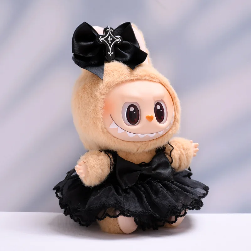 Labubu Clothes Fashion Gothic Style Skirt Labubu Doll Clothes Pendant Little Devil Strap Skirt 15/17cm Plush Doll Universal image 4