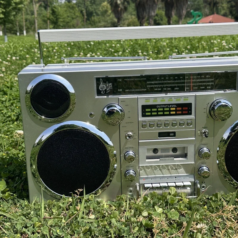 Multifunction Vintage Boombox Cassette Tape CD Player Recorder AM FM Radio High Power Bluetooth Speaker for Outdoor view 2