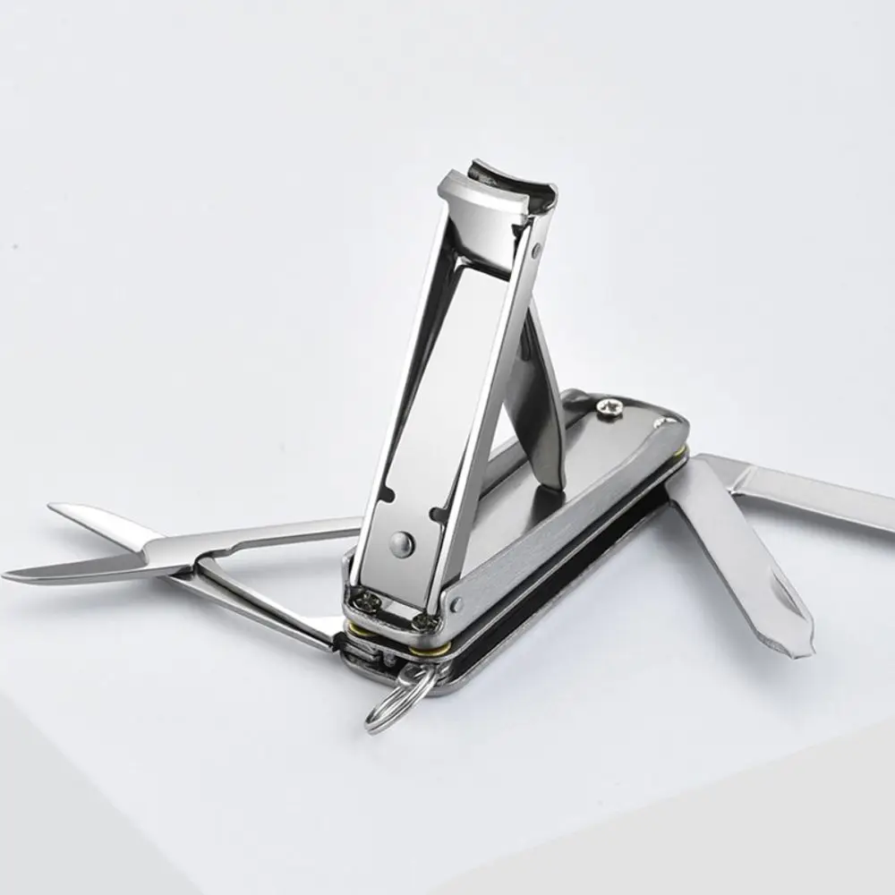 الصلب السفر مع حامل سلسلة المفاتيح المنزل مانيكير باديكير مسمار التشذيب أداة مقص أظافر للطي مسمار كليبرز أظافر الملقط