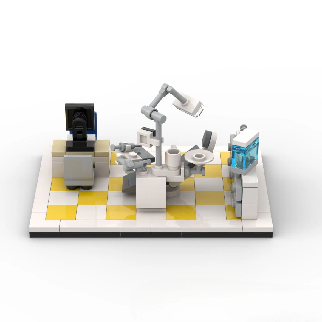 MOC Kleine Deeltje Bouwsteen Speelgoed Beeldje Woondecoratie Tandheelkundige Kliniek Scène Stad DIY Speelgoed Kinderen Liefde Collectie Bakstenen Speelgoed