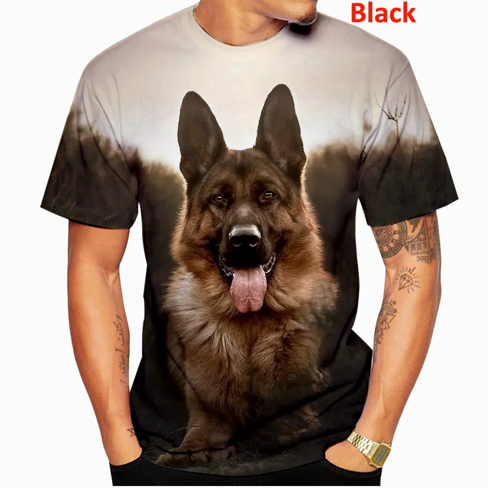 Cute 3D Dog German Shepherd Pattern Men Summer T Shirts Unisex Fitness Short Sleeve Tops Tee