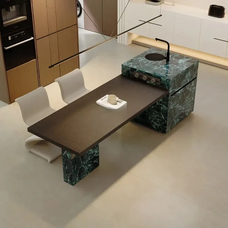 A  Rock Slab Island Dining Table, Household Open Kitchen, Upside Down Dining Side Integrated CabinetEsmt163