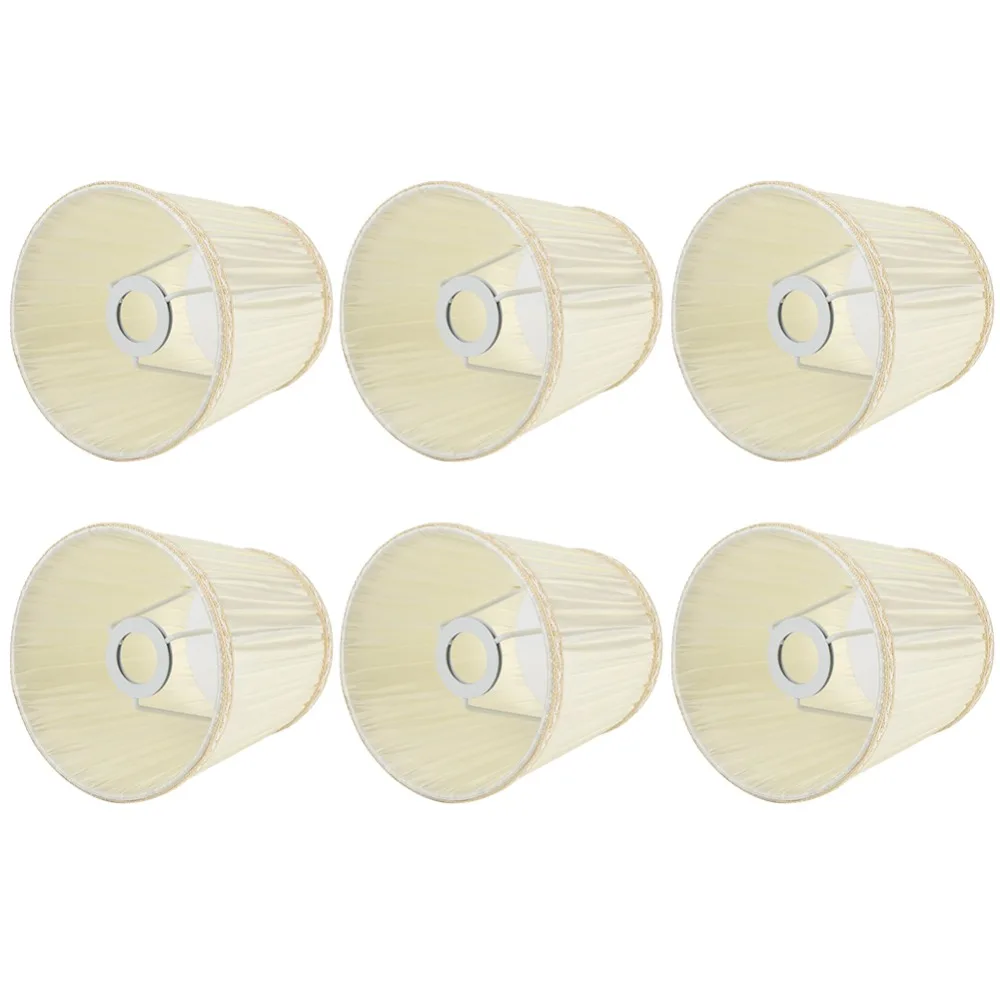 

6PCS Decorative Cloth Fabric Lampshade Beige Color Crinkle Texture Lamp Cover Pleated Lamp Shades Bedroom