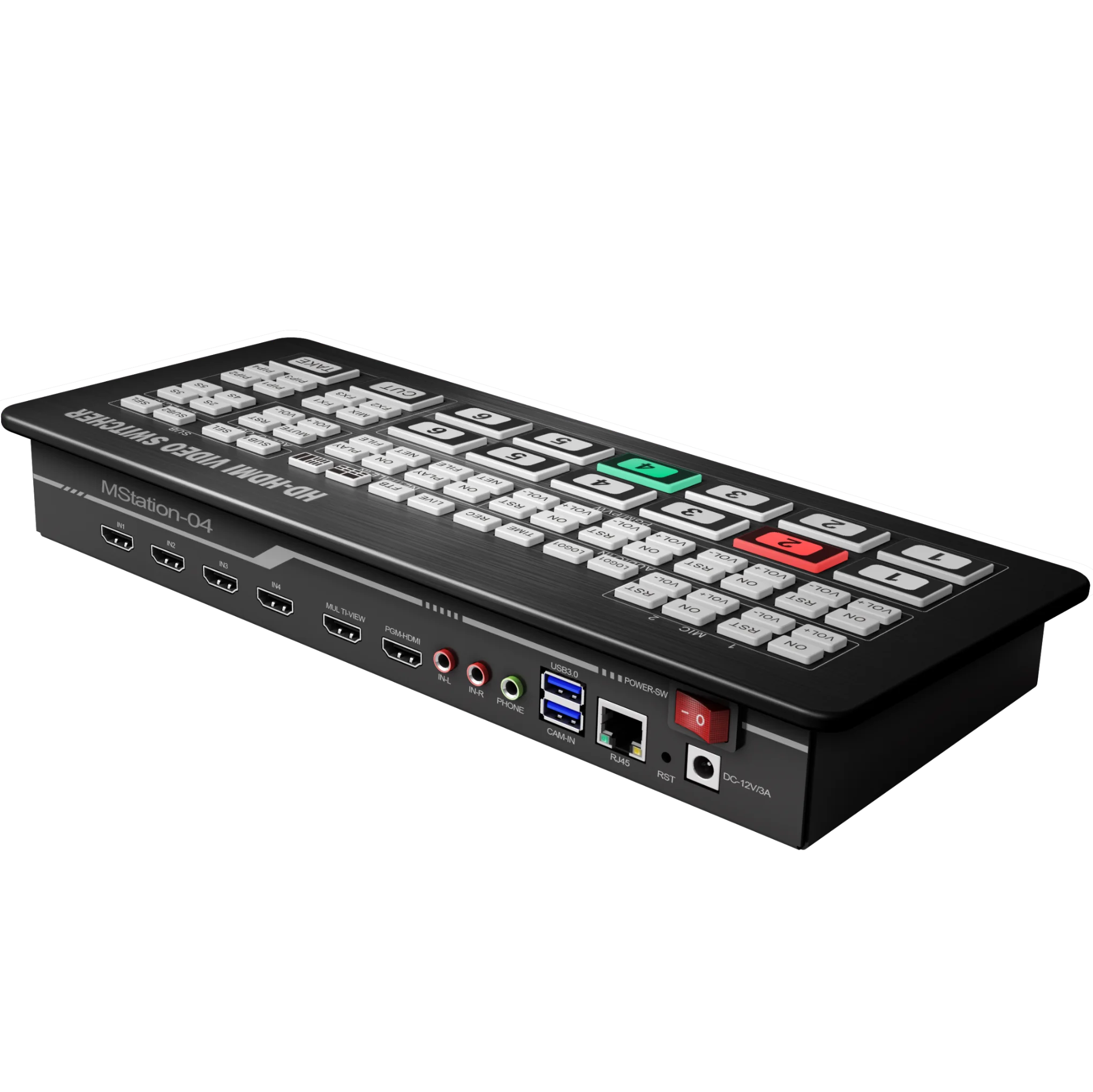 Professional TV studio virtual recording switching de video live streaming 4xH DMI 2xIP 2xMic 6CH audio video mixer switcher