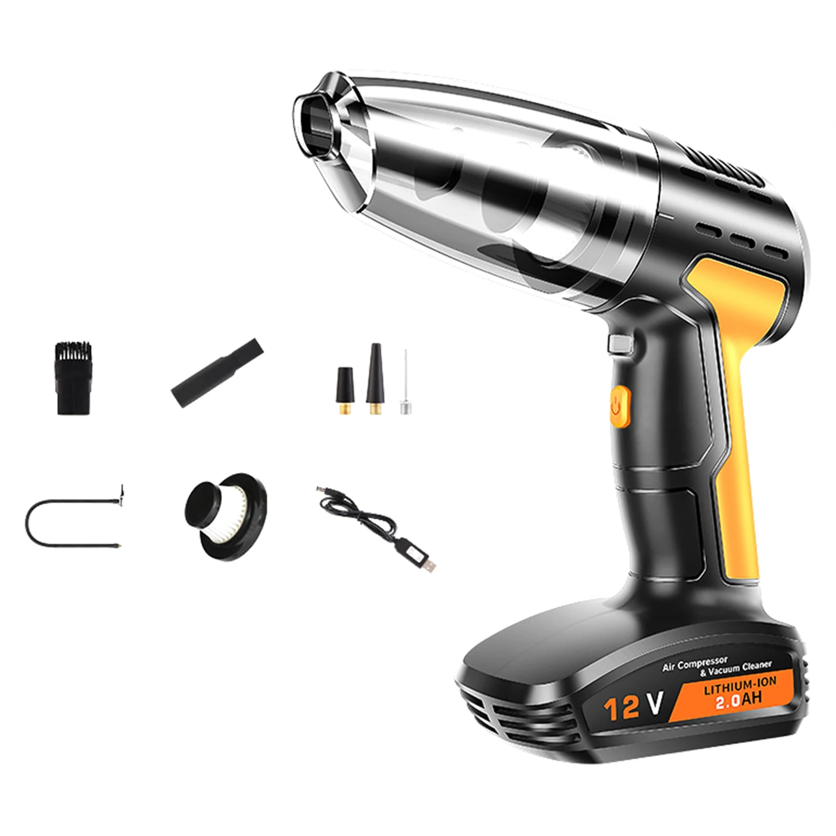 

ABHY-Car Vacuum Cleaner Inflatable Pump Vacuum Cleaner Cordless Tire Inflator Pressure Gauge Vacuum Rechargeable Air Compressor