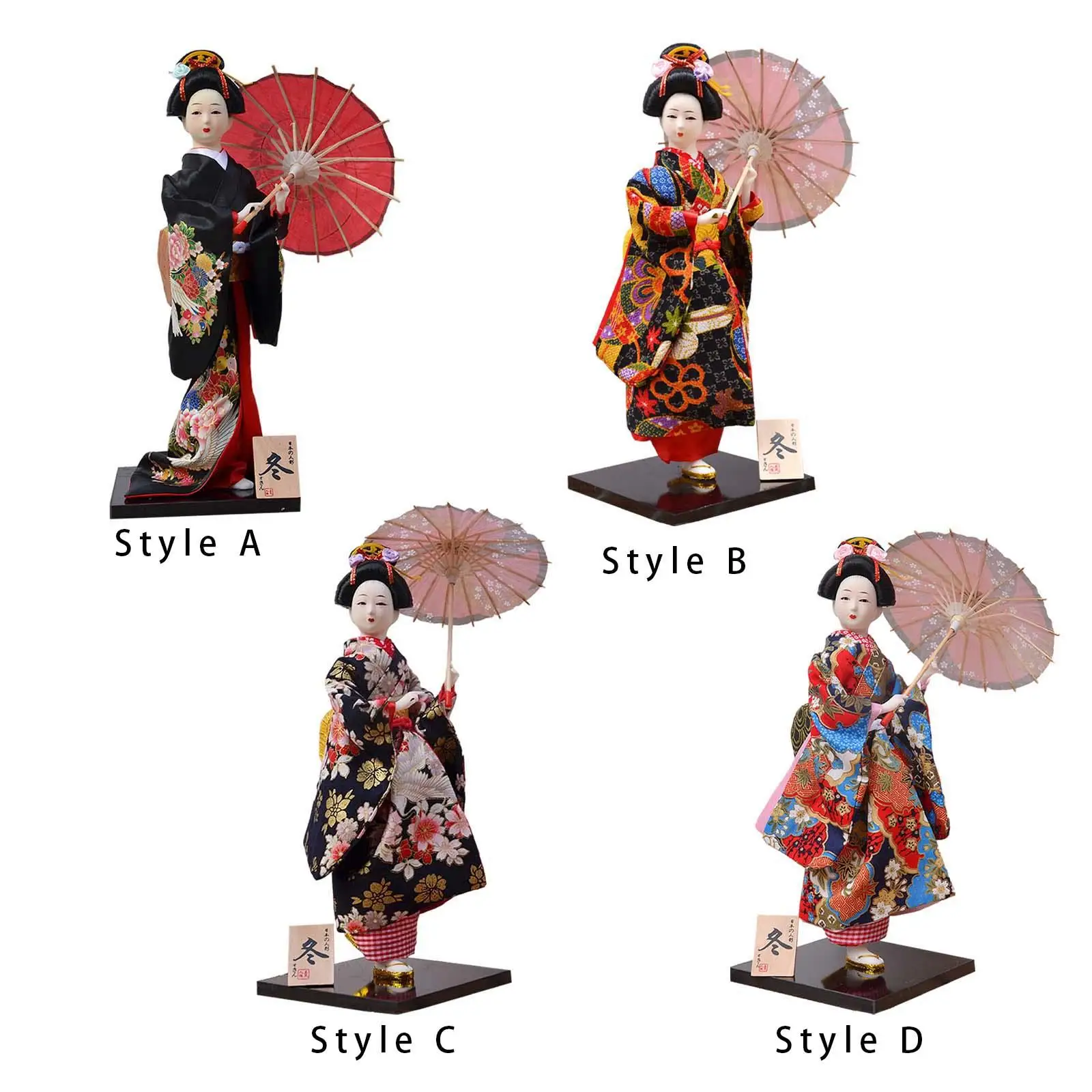 Japanese Geisha Ornament Miniature Figurines 12 inch Girl Statue Asian Geisha Doll for Shelf Tabletop Home Office Decoration