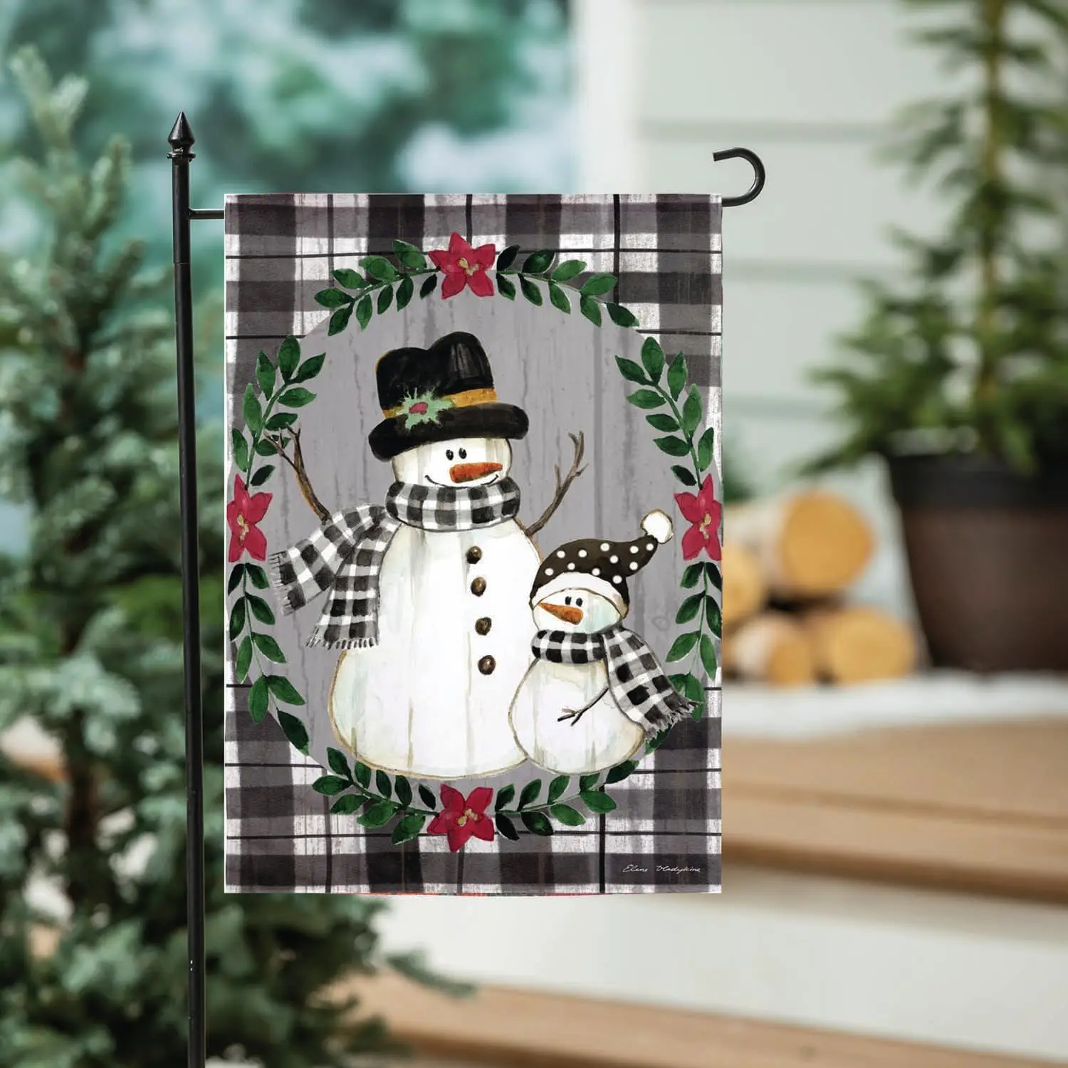 Evergreen Flag Country Snowmen Welcome Garden Flags 12x18 Double Sided, Small Garden Flags for Outside, Christmas Garden Flag, W