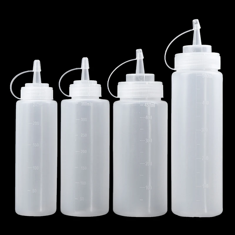 3PCS Squeeze Squirt Condiment Bottles With Cap Lid Salad Sauce Dispenser Bottle