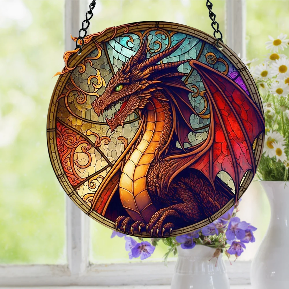 Suncatcher letrero de puerta colgante, decoración impermeable de acrílico con cadena y gancho de dragón para pasillos de jardín y decoración del hogar