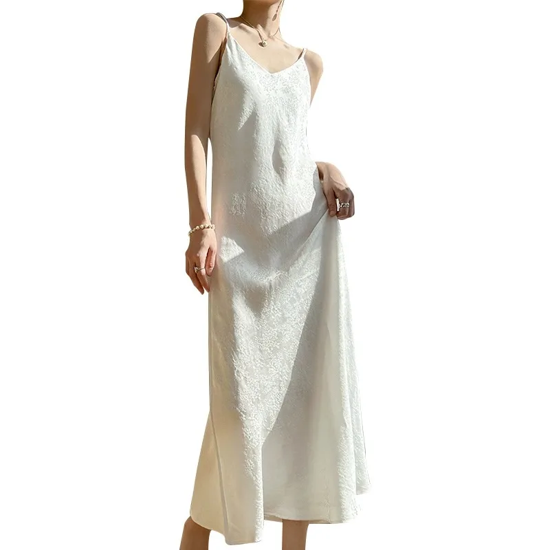 تنورة نسائية متعددة الاستخدامات من الساتان والحرير على شكل حرف V باللون الأبيض مع حزام داخلي دكتور صيفي وصل حديثًا على شكل حرف a طويلة Dr