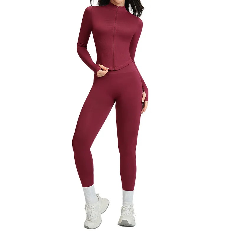 

Seamless backrest fitness suit, women's threaded waist-cinching and hip-lifting yoga suit, fitness yoga wear, black trousers