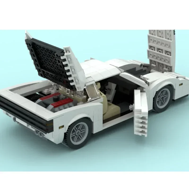 MOC-164360 White New 1:18 Sports Car Assembly Stitching Building Block Model MOC Creative Boy Building Block Toy Gift