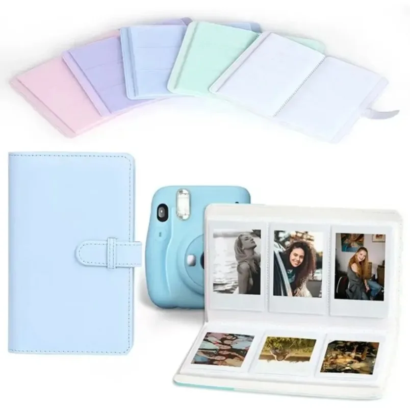 3 inch Photo Paper PU Leather Storage Case Stamp Collection Book 108 Pockets Photo Album Film Camera for Fujifilm Instax Mini 1