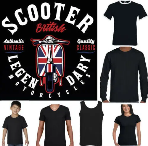 Scooter T-Shirt Lambretta Vespa Mod Paul Weller Bike Legendary Mens Biker