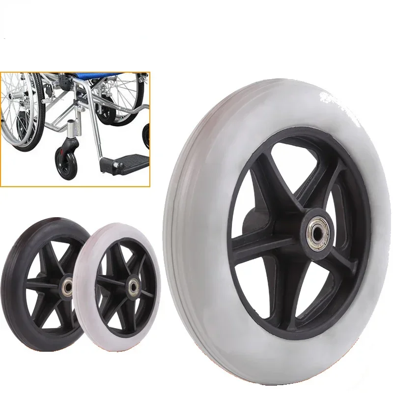 Wheelchair Front Wheel Universal Wheel, Polyurethane Solid Tire, Wear-Resistant, 6 Inch 7 Inch 8 Inch Wheelchair Accessories
