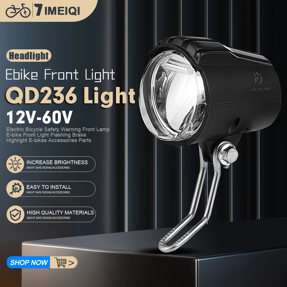 

Электрический велосипедный фонарь QD236 36 В 48 В, светодиодный передний фонарь для электрического скутера, мощная фара для электронного велосипеда, аксессуары для ночного велоспорта