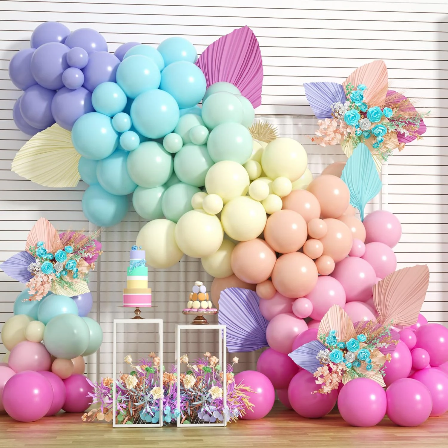 Kit arco balão Astel Pastel |   Decoração de guirlanda de macaron DIY para aniversários, casamentos e chá de bebê - 5 cores suaves, todas as idades