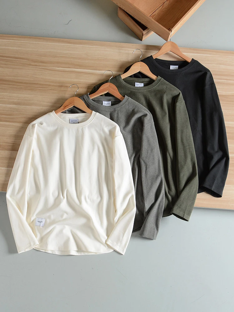 Cationic Self-Heating Double-Sided Fleece Long Sleeve T-Shirt Base Layer Shirt Warm Inner Wear Fashion Urban Style Standard Fit