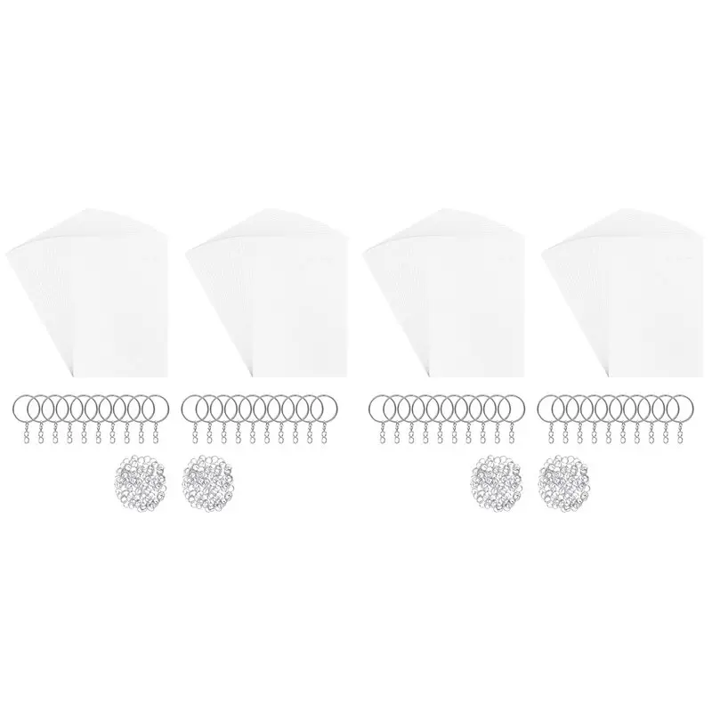 

ABUI-520 Pcs Heat Shrink Plastic Sheet Kit Shrinky Art Film Paper With Keychains Accessory For DIY Handmade Craft