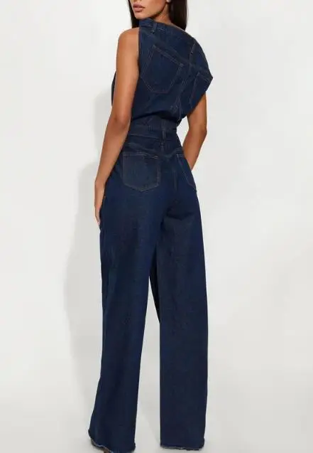 

Jumpsuit Women 2026 New Spring Fashionable Off Shoulder High Waist Casual Y2K Streetwear Slim Fit Straight Denim Jumpsuit
