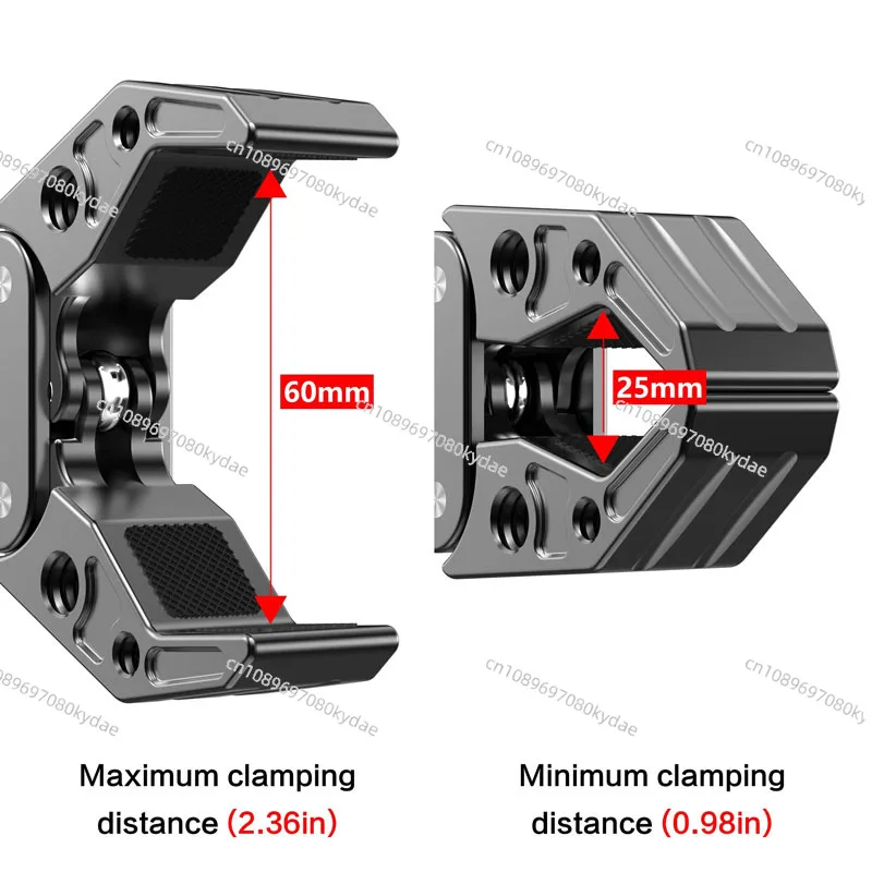 Aluminum alloy camera fill light universal extension bracket multi-functional metal crab claw load 5LB clamping range 25-60MM