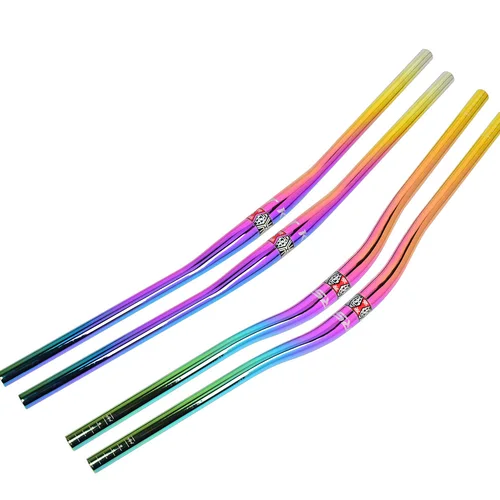 Imagen 2 del producto Manillar de bicicleta de montaña, manillar de bicicleta de montaña de 780mm, calibre 31,8mm, manillar de aluminio AM/XC/DH, manillar de arcoíris, manillar en forma de golondrina
