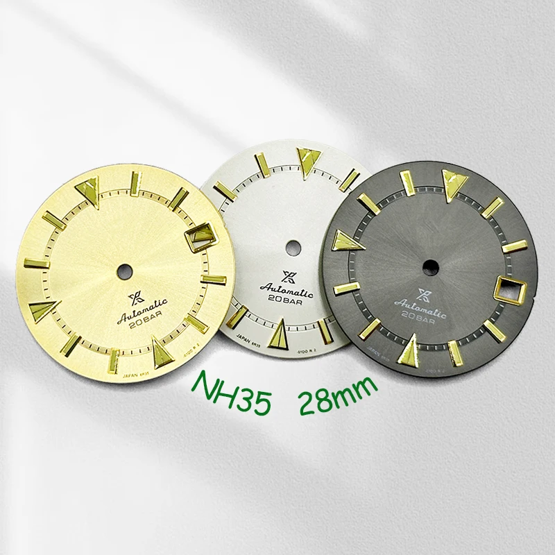 

Mod 28mm Gold White Black Sunburst NH35 Watch Dial Custom Logo NH35 Dial Fit Japanese Movement Watch Repair Parts