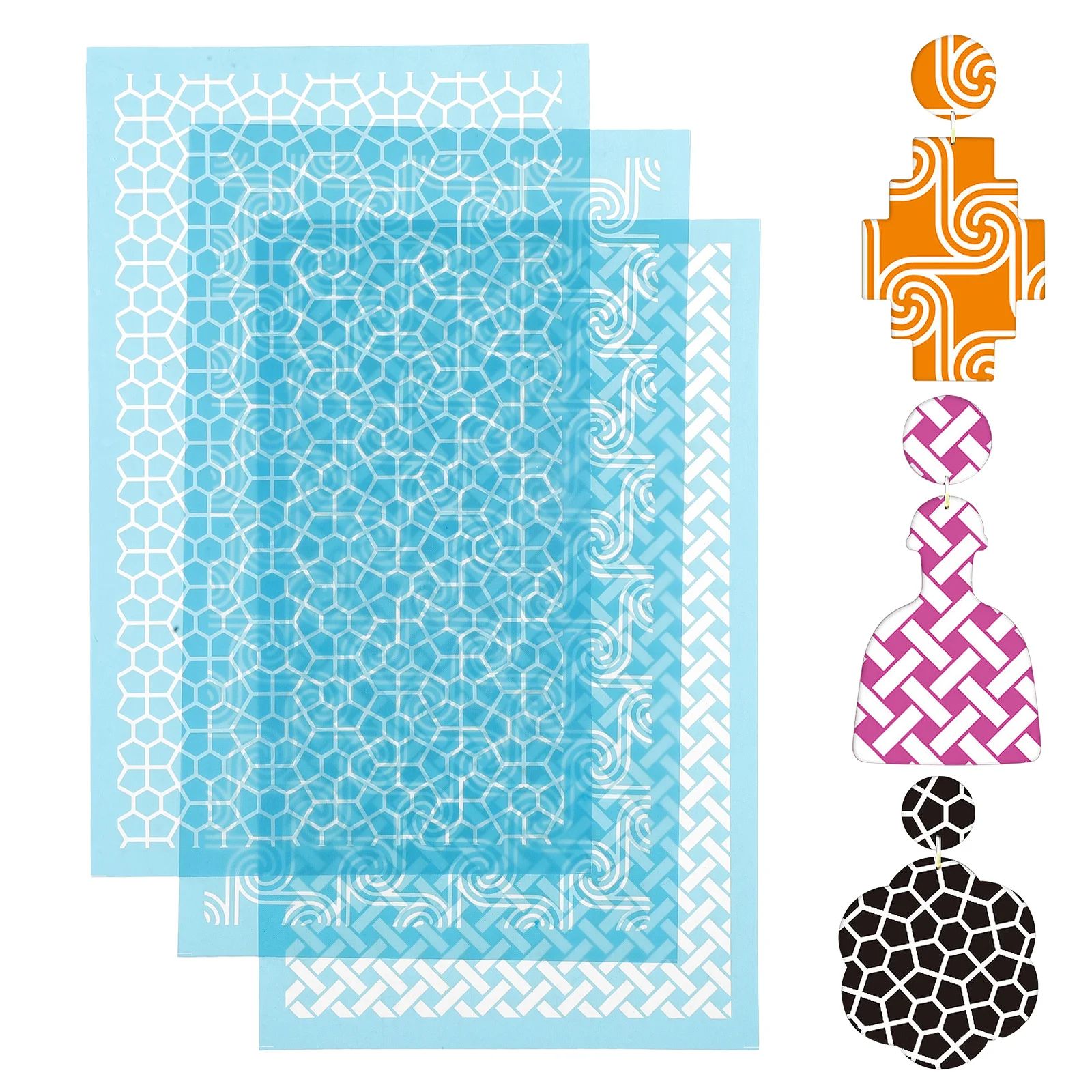 

3Pcs Polymer Clay Printing Molds Set Easy DIY Earring Pendant Jewelry Making Tools Clay Craft Supplies for Handmade Jewelry