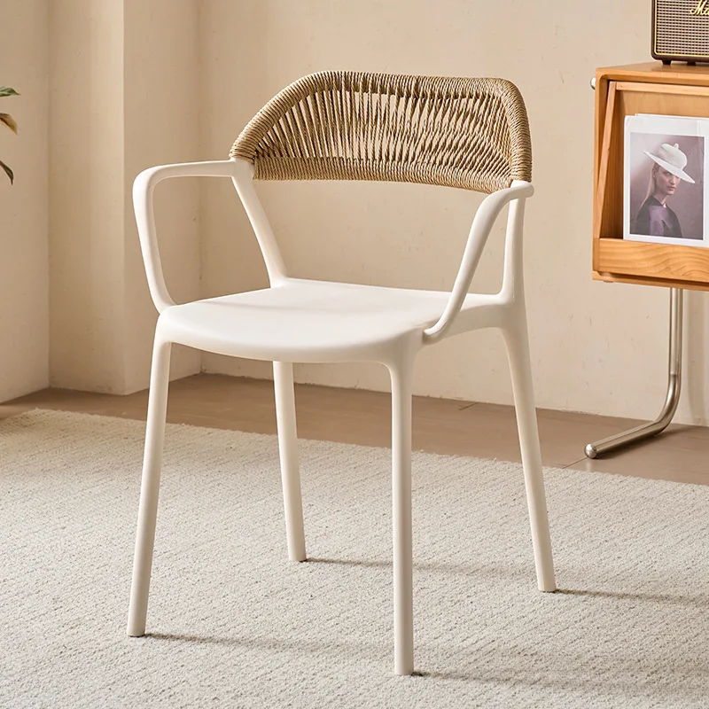 Armrest Stacked PP Plastic Outdoor Garden Garden Chair with Rope Dining Chair Living Room Furniture Plastic Armchair