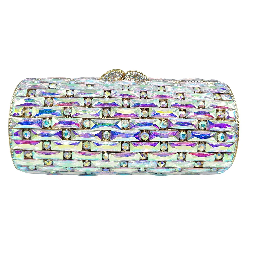 Fuchsia/Gold/Champagne Diamond Evening Clutch Purse Luxury Handbags Women Wedding Bags Rhinestone Party Dinner Clutches Crystal