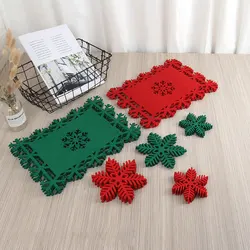 1/12PCS Christmas Placemats Felt Absorbent Coasters Fireproof Table Mats Insulation Pad Desk Protector Kitchen Items Accessories