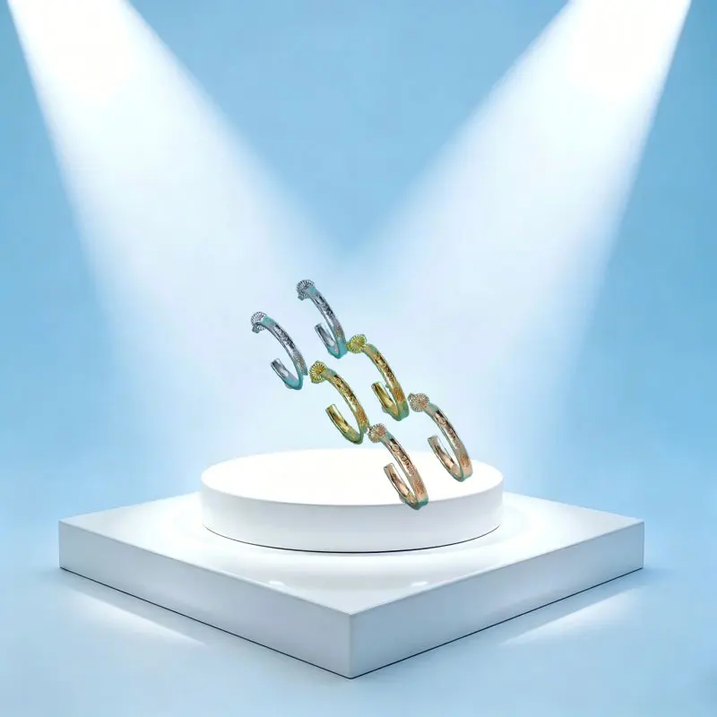 

Earring with Letter "T", C-shaped Earring, Elegant and Versatile, with A Unique and Individualistic Style.