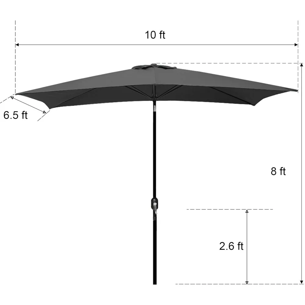 Blissun 10' Rectangular Patio Umbrella Outdoor Market Table Umbrella with Push Button Tilt and Crank (Navy Blue)