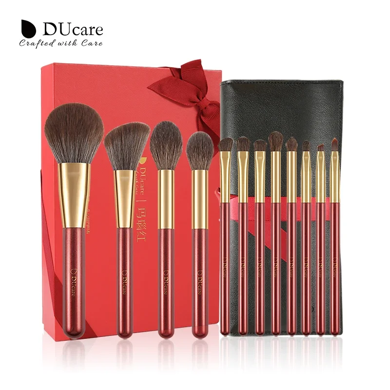 DUcare 12PCS Natural Goat hair Makeup brushes set Professional Beauty Make up brush Foundation Powder Eyeshadow Makeup Brush